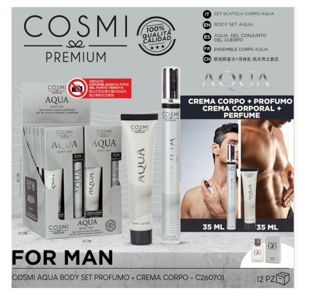 COSMI SET CREMA CORPO + PROFUMO ACQUA 35ML+35ML( DUPE ACQUA D.GIO UOMO)