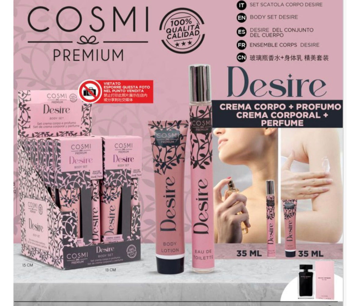 COSMI SET CREMA CORPO + PROFUMO DESIRE
( DUPE NARCISO R. )