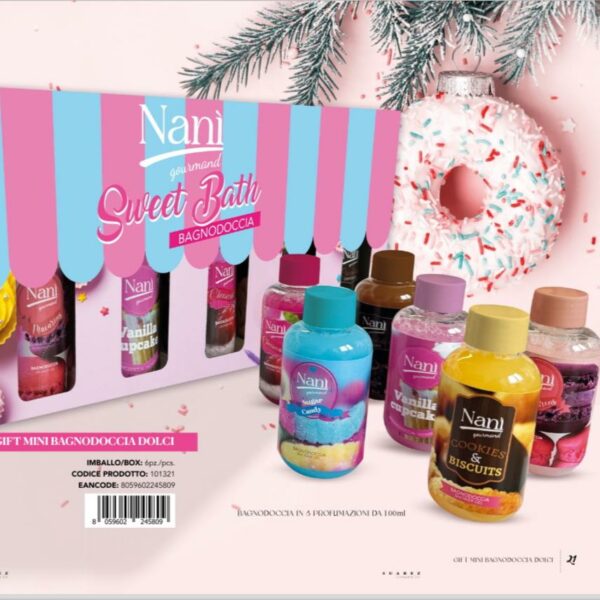 GIFT NANì SWEET BATH ( REF.6 VANILLA-CIOCCOLATO-MACARONS-COOKIE&BISCUITS-SUGAR CANDY-CHEESECAKE)